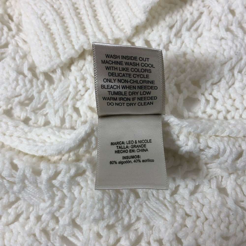 Leo & Nicole Light Ivory knit Pointelle Open Cardigan for Women Size L - Picture 10 of 14